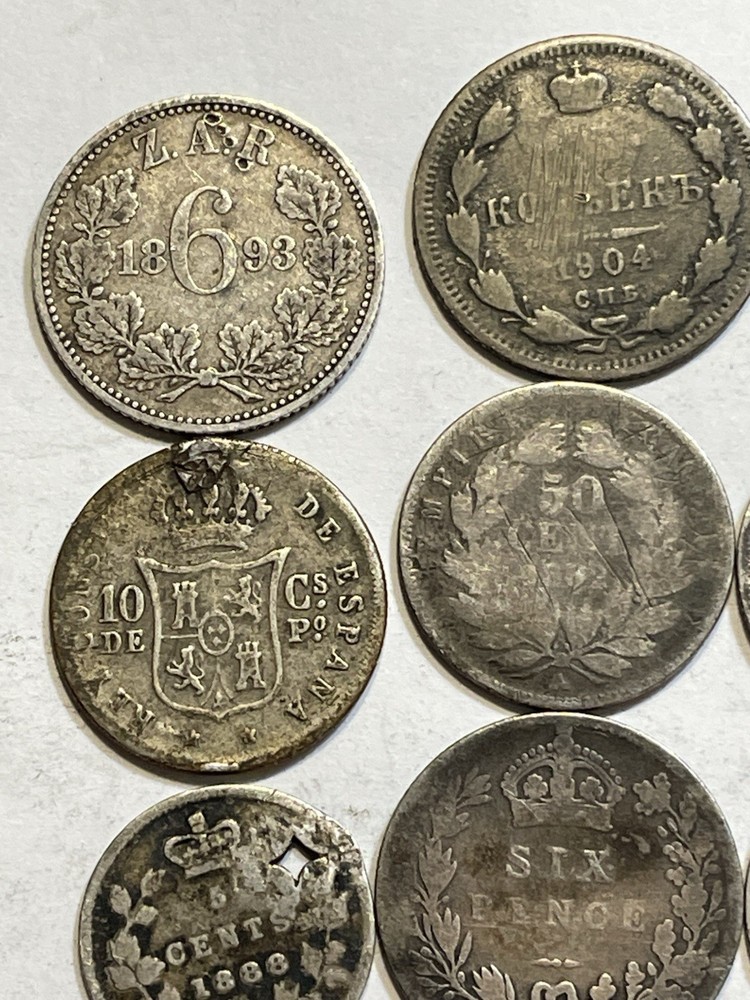 1800’s World Silver Coins - Damaged/Cleaned