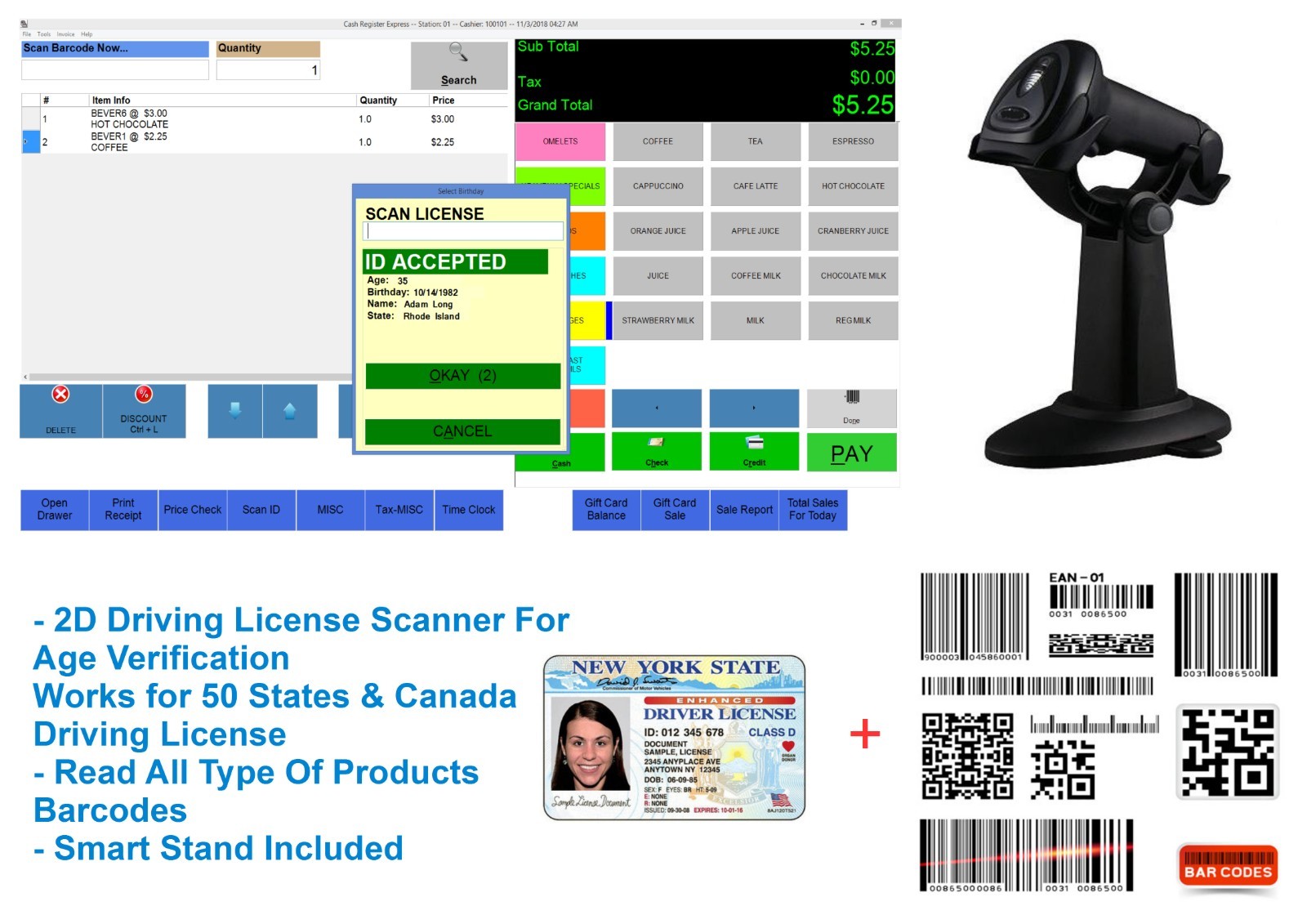 Retail Point of Sale System-Cash Register Express POS CRE /AGE VERIFICATION