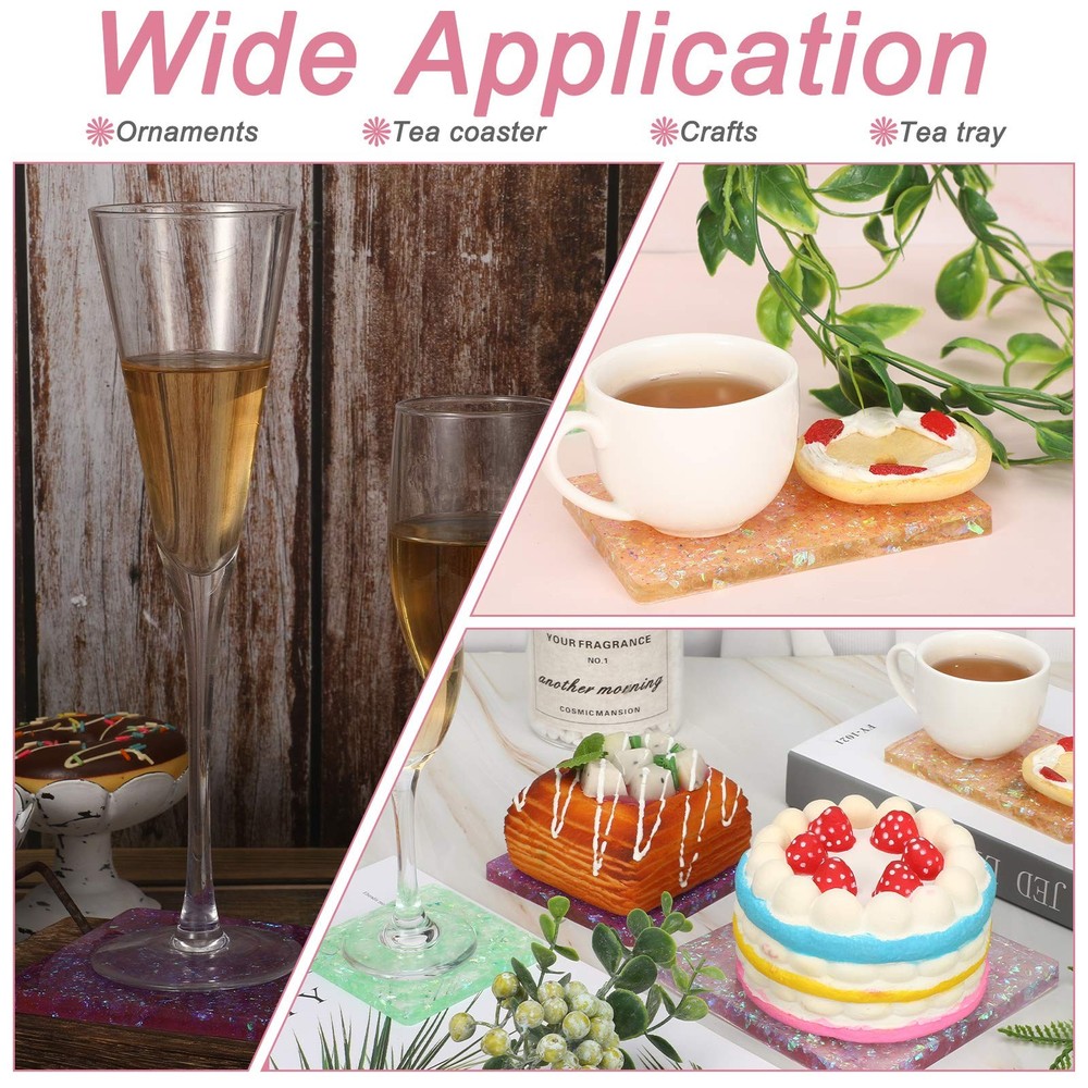 Patelai 6 Sizes Silicone Coaster Resin Molds Kit Square Rectangular White