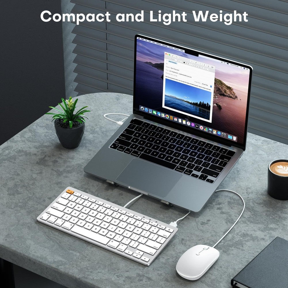 OMOTON Wired Keyboard and Mouse Compatible with Mac, Keyboard with Dual Inter...