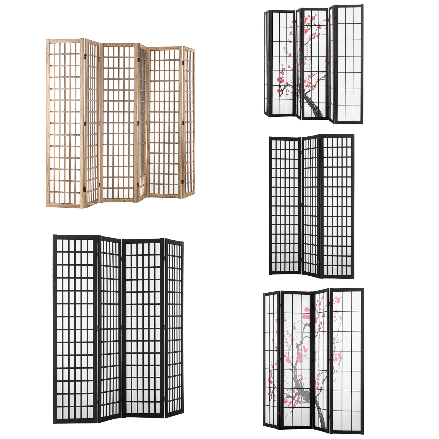 Uimoso Room Divider Japanese Wall Divider 3/4/6 Panel Screen for Room Separation