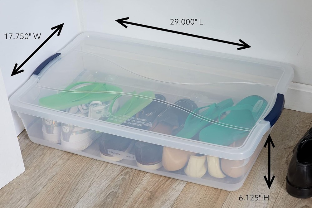 4pcs 42 Quart Stackable Plastic Storage Bin with Snap-Tight Lid