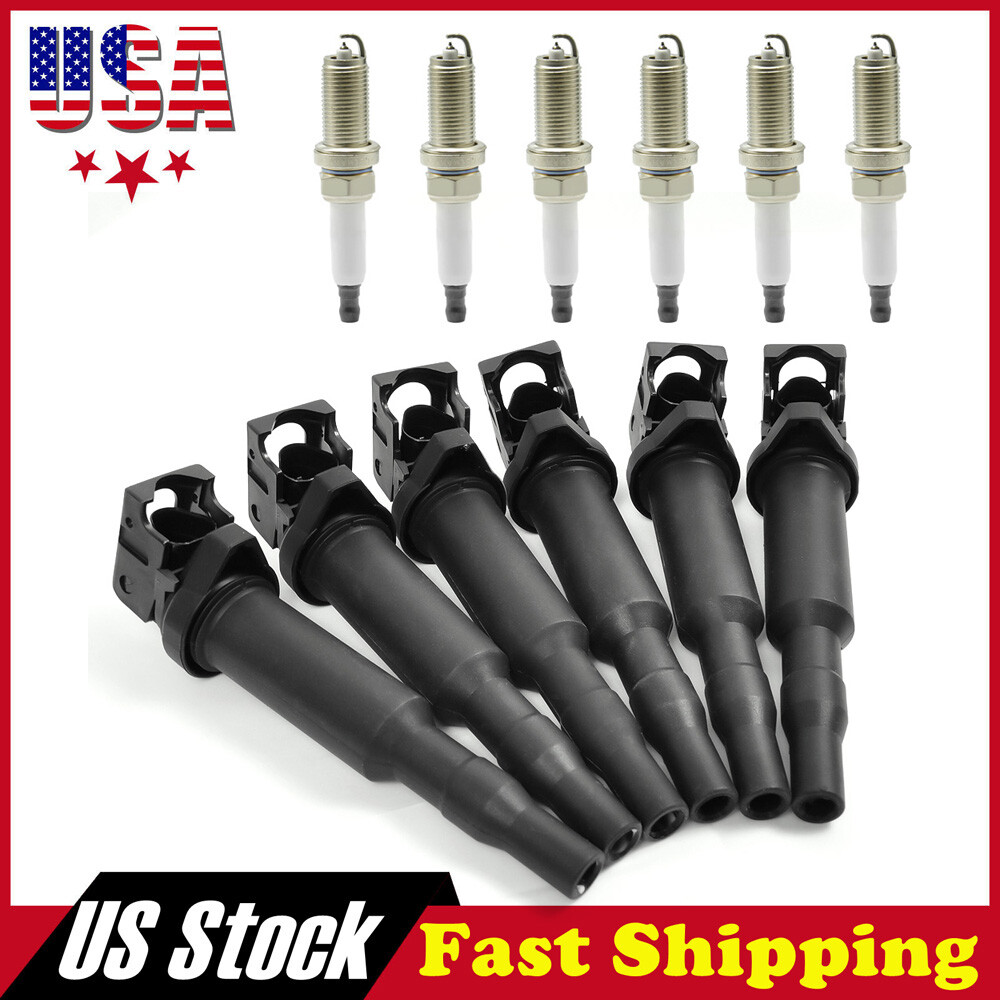 6 Pack Ignition Coil & Spark plugs for BMW 128i 328i 335i 528i 535i X5 X3 UF592