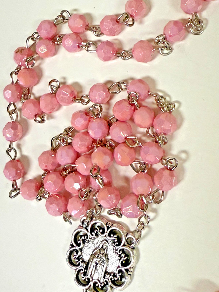 Iridescent Light Pink Rosary, New Gftshp-68