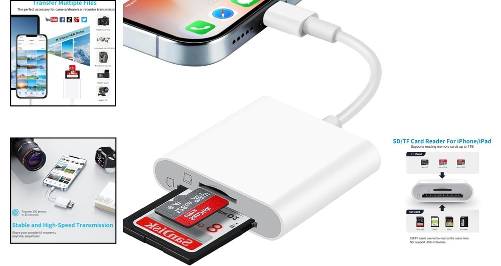 Two-Way SD Card Reader for iPhone - Quick Transfers and Universal Compatibility