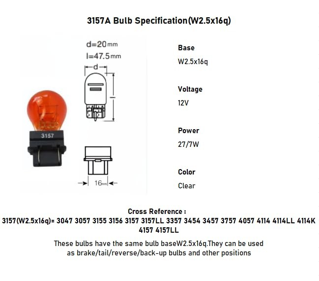 3157NA 4157NA Bulb Amber Turn Signal Parking Daytime Running Light 12V