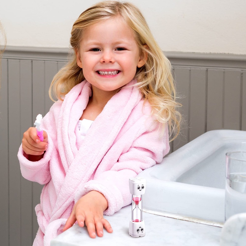 Weewooday 4 Pieces Toothbrush Timer 2 Minute Sand Timer Smile Pattern Tooth B...