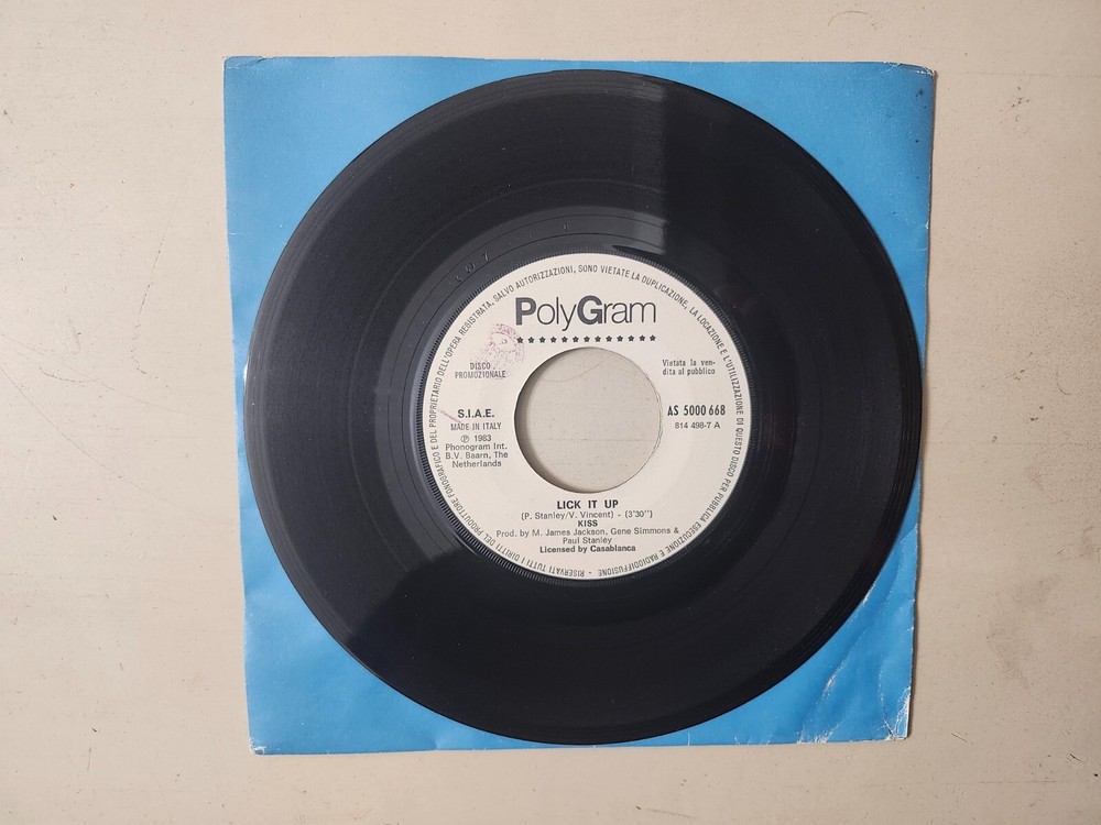 KISS RARE Italy 1983 Lick It Up JJ Cale Promo Vinyl Import 45 AS 5000 668 VG