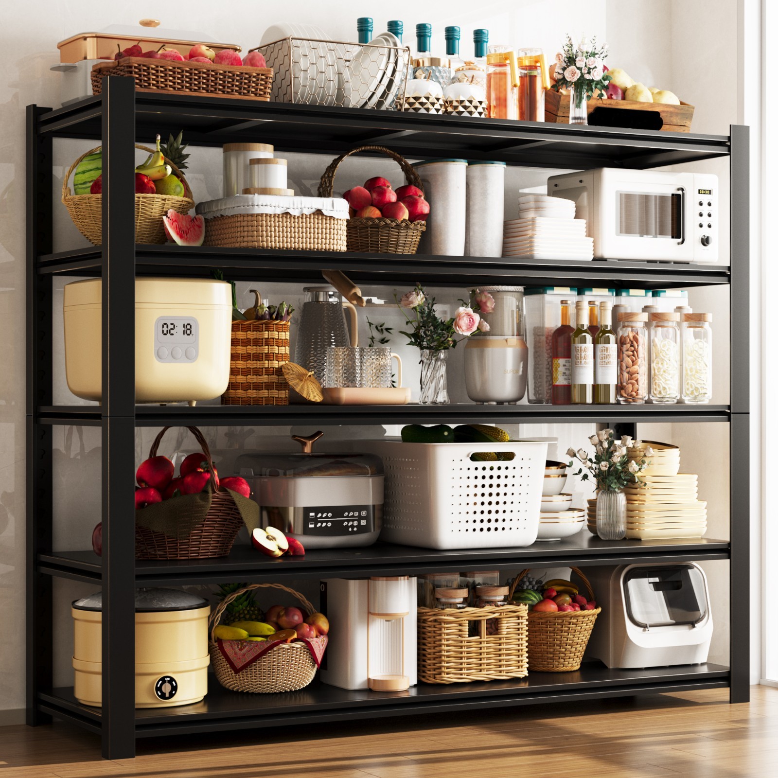 5 Shelf Heavy Duty Garage Shelving Metal Storage Shelves 60"W X 72"H X 24" D New