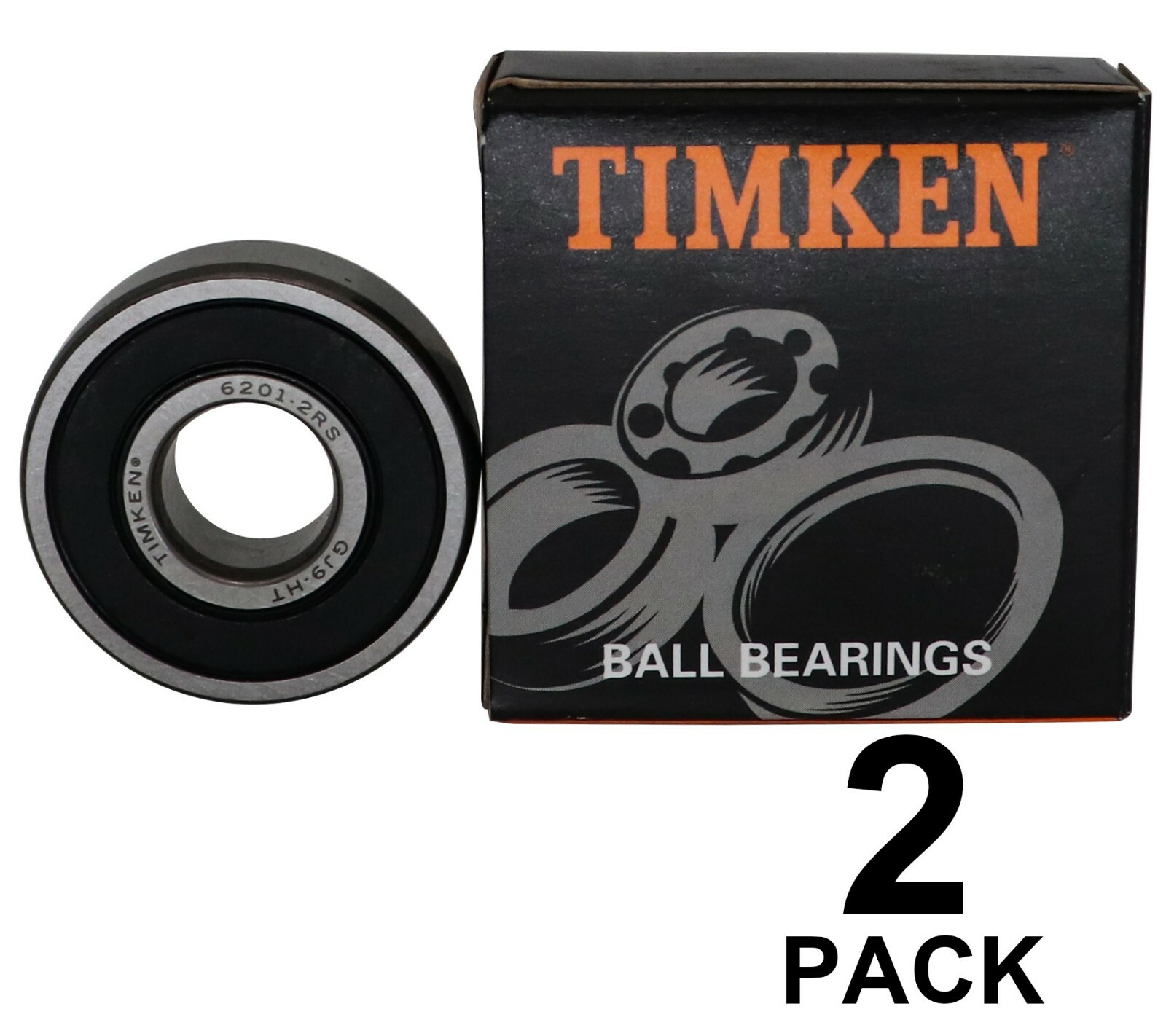 (2 PACK) TIMKEN 6201-2RS 12X32X10MM Double Rubber Seal Ball Bearings