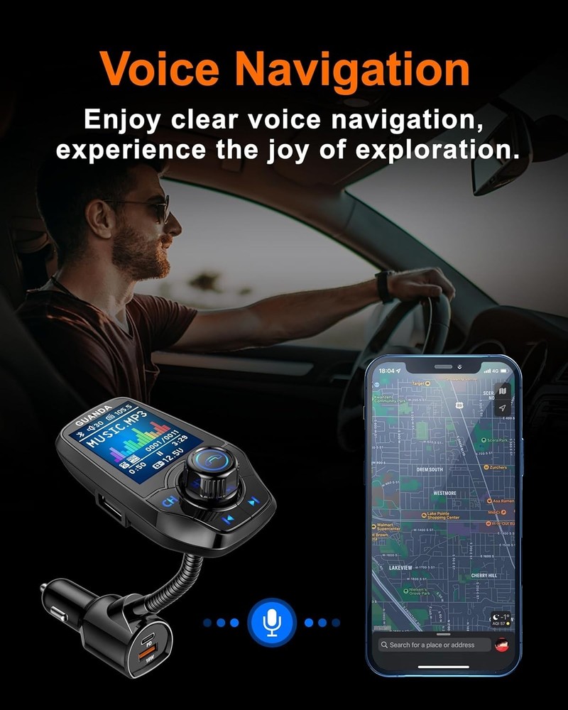 Upgraded Bluetooth 5.3 FM Transmitter for Car, Wireless Radio Adapter Kit W 1...