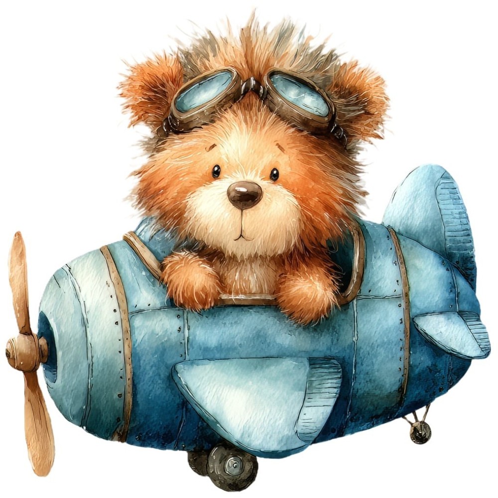 30 Custom Vintage Bear Plane Personalized Address Labels