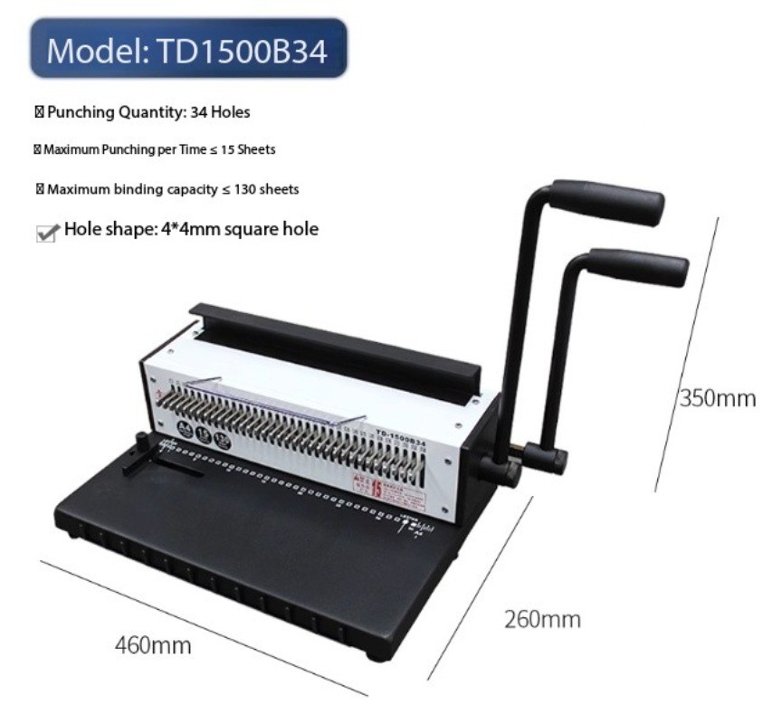 Manual Spiral Binding Machine A4 Paper Binding and Punching Machine TD-1500B34