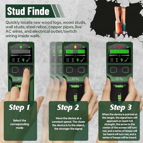 Stud Finder Wall Scanner - 7-in-1 Electronic Wall Stud Detector, Detects Wood,