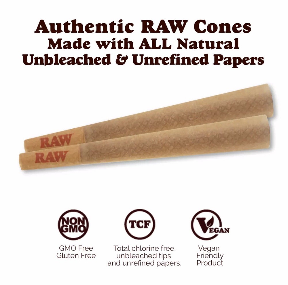 RAW classic 98 special Size Pre-Rolled Cones (100 Pack)+RAW 98 size cone loader