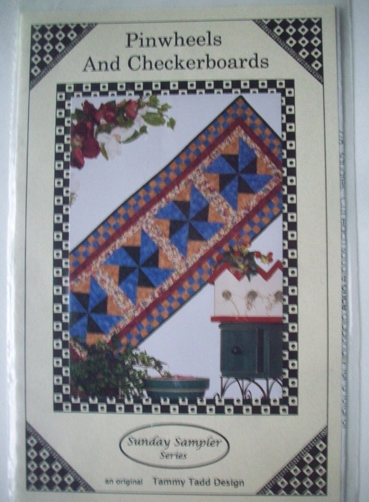 EASY Pinwheels and Checkerboards tablerunner quilt pattern uncut *A5