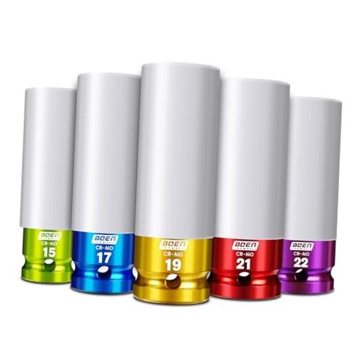 1/2" Drive Impact Lug Nut Socket Set, 5 Pieces Non-Marring Thin Wall Wheel