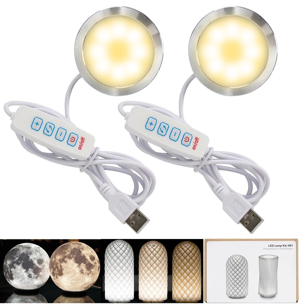 LED Lamp Kit 001 Three Colors for Bambu Lab Makerworld 3D Printed LED001-2PC