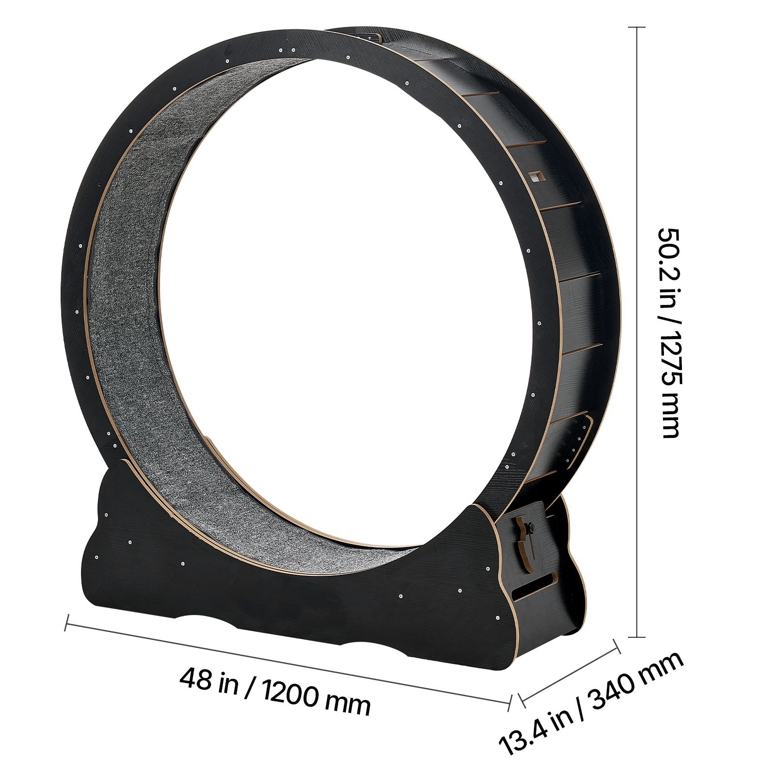 Uimoso 48in Wooden Cat Exercise Wheel with Carpeted Runway for Indoor Use