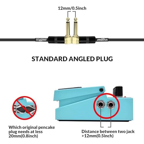 12 Inch Guitar Patch Cable 2 Pack Performance 12in-2Pack Black Straight-Angled