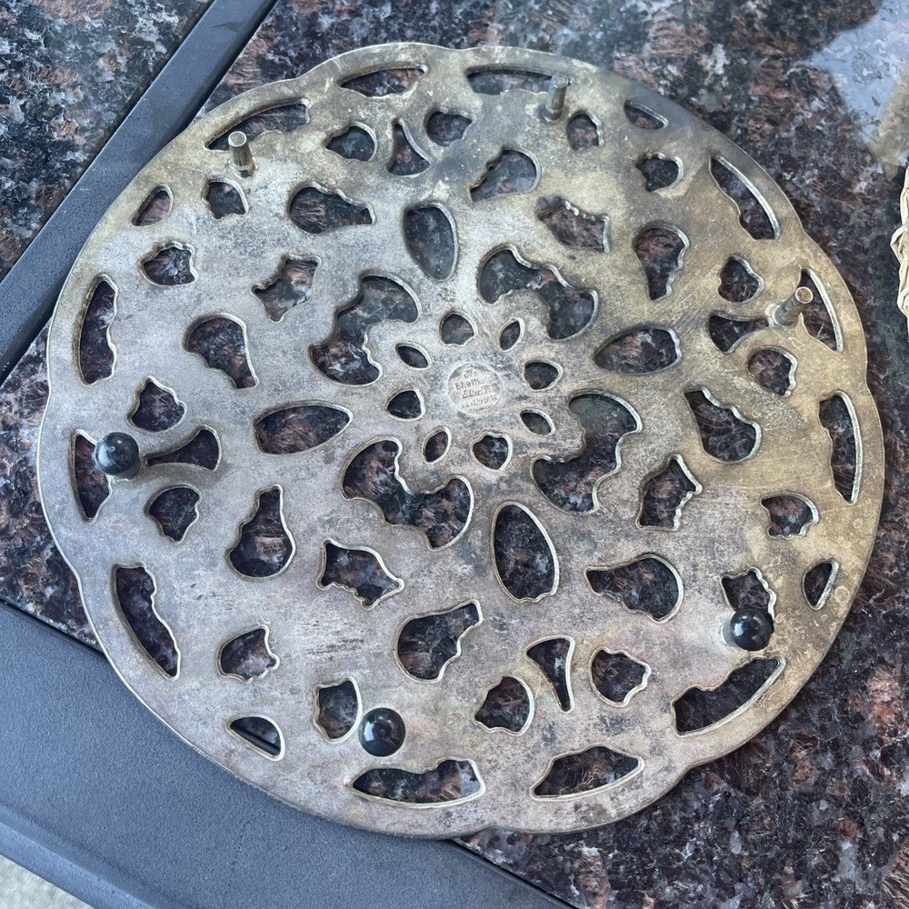 Vintage Sheffield Silver-Plated Trivets – Ornate Pierced Design – Set of 2