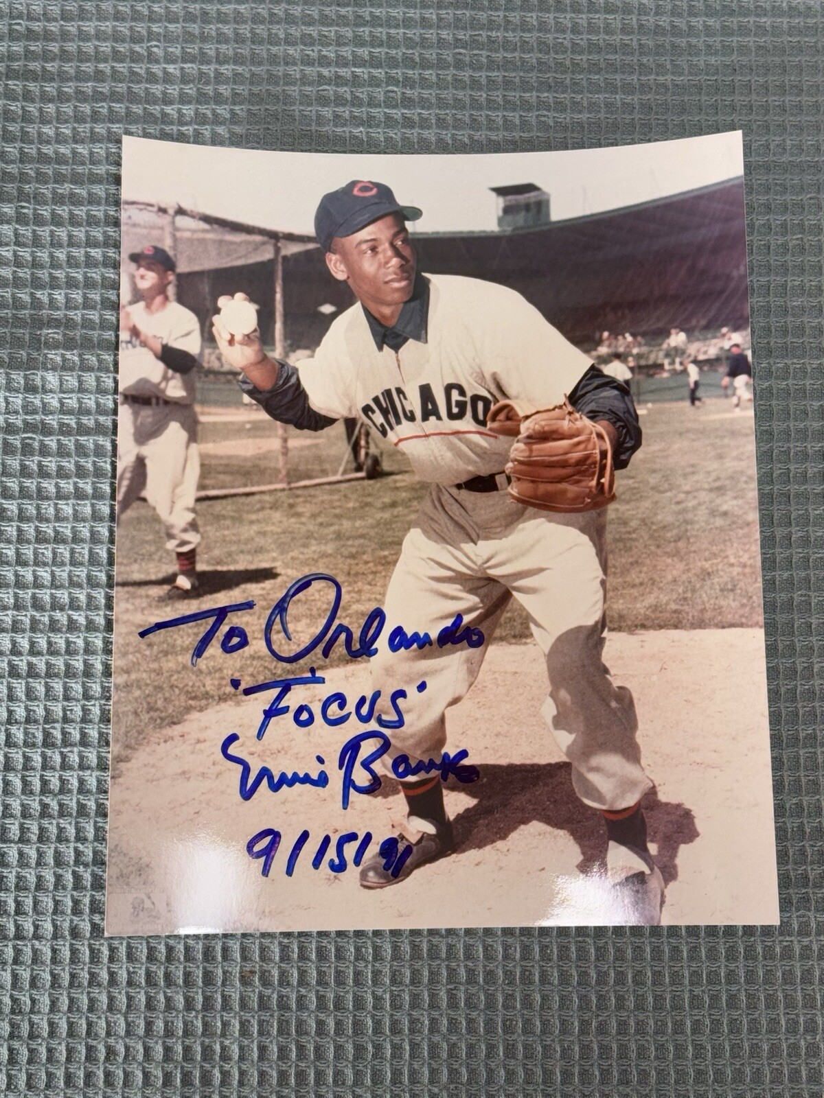 Orlando Cepeda Personally Owned Personalized Ernie Banks Autograph Photograph