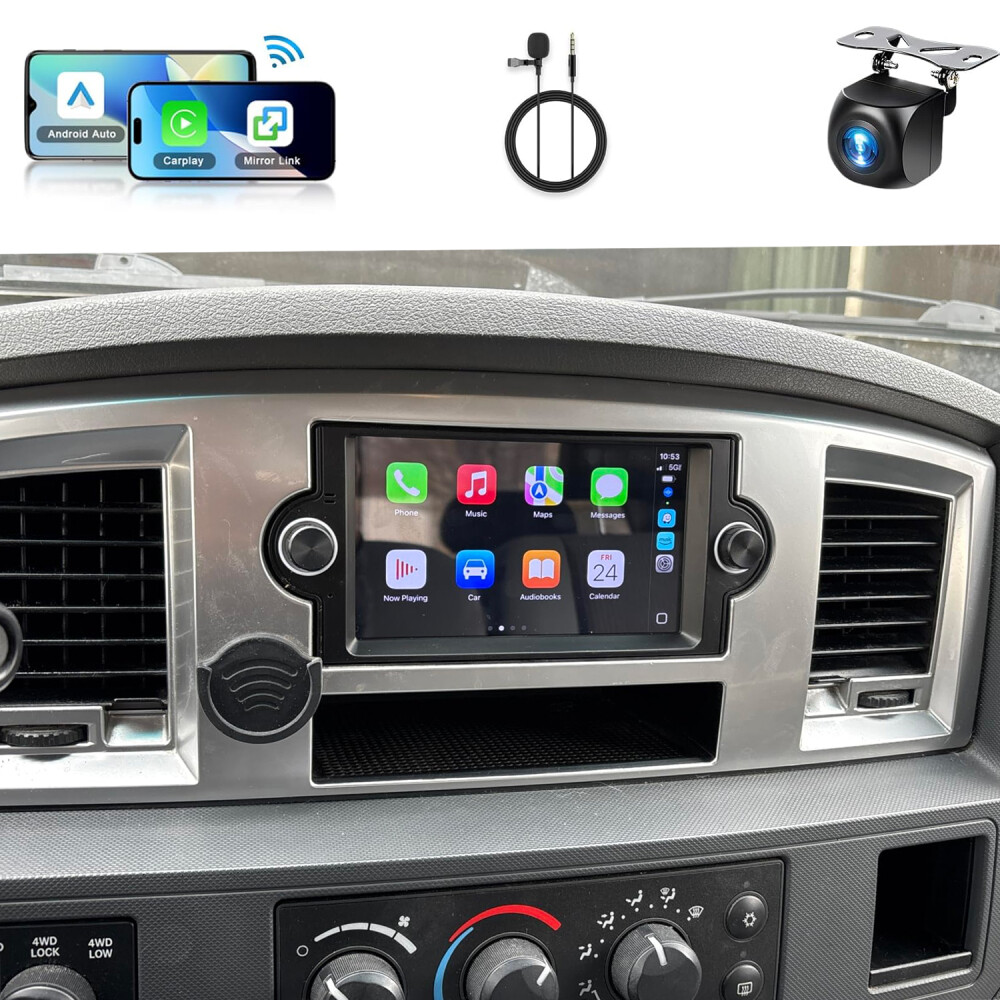 For 2006 2007 2008 DODGE RAM 1500 2500 3500 CarPlay Android 13 Radio GPS SWC