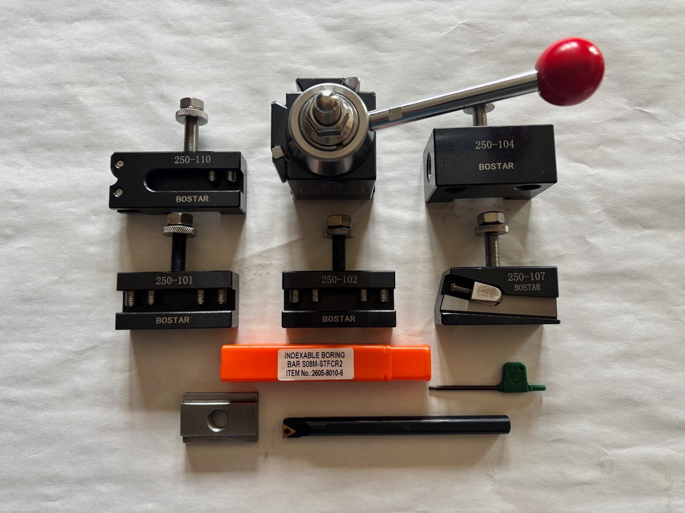 8pc WEDGE TYPE AXA QUICK CHANGE TOOLPOST SET, BORING BAR, HARDINGE, CRAFTSMAN