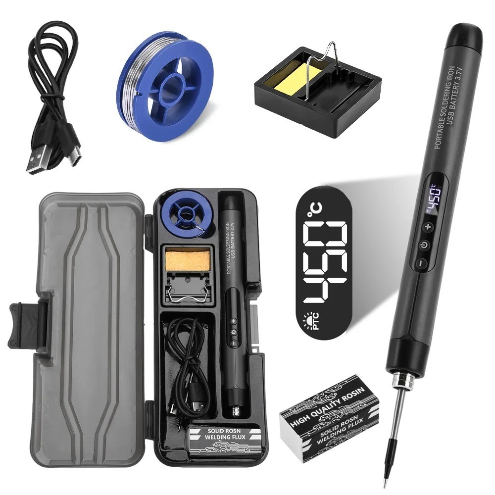 USB Mini Soldering Iron Portable Type C 600mAh Adjustable Temperature Set