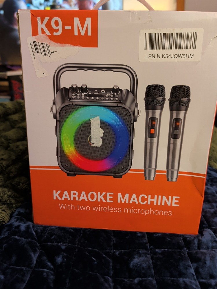 Karaoke Machine, Portable Bluetooth Speaker with 2 Wireless Microphones