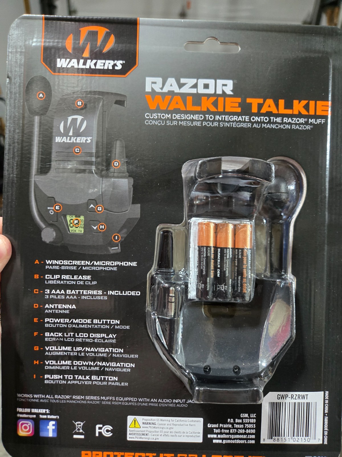 Walkers Razor Walkie Talkie Attachment for Razor Earmuffs, Black - GWP-RZRWT