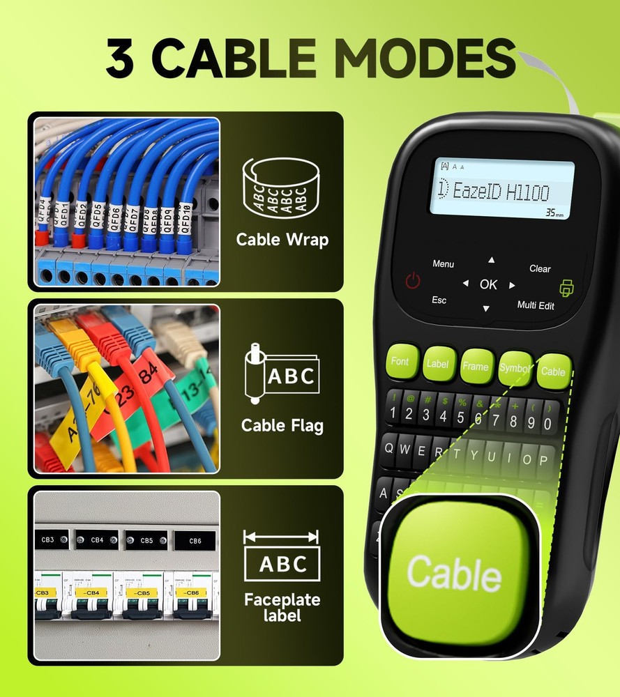 Industrial Label Maker Machine with-Tape Waterproof, Portable Cable Label Maker
