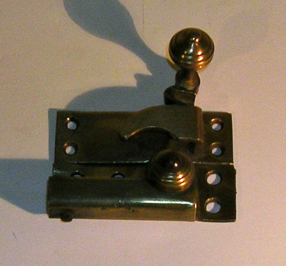 Antique / Vintage English Solid Brass Double or Single Hung Window Latch