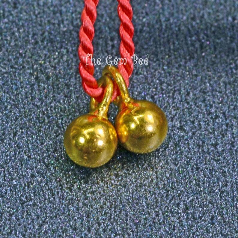 3.3mmx6.2mm 18k Solid Yellow Gold Ball Charm Finding PAIR (2)