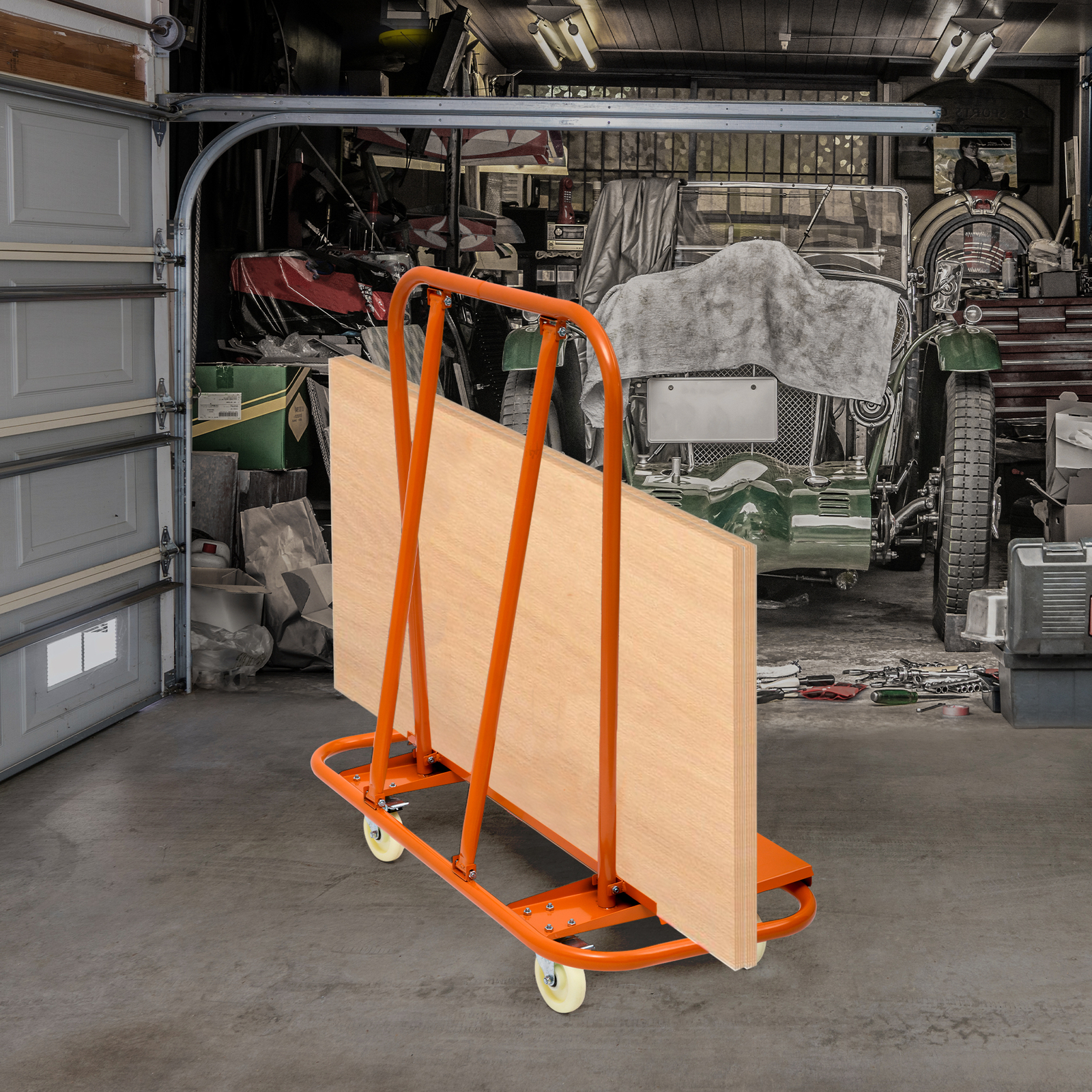 Heavy Drywall Cart 45.3" L × 22.4" W × 46" H W/ 4 Swivel Wheels 3000 LB Capacity