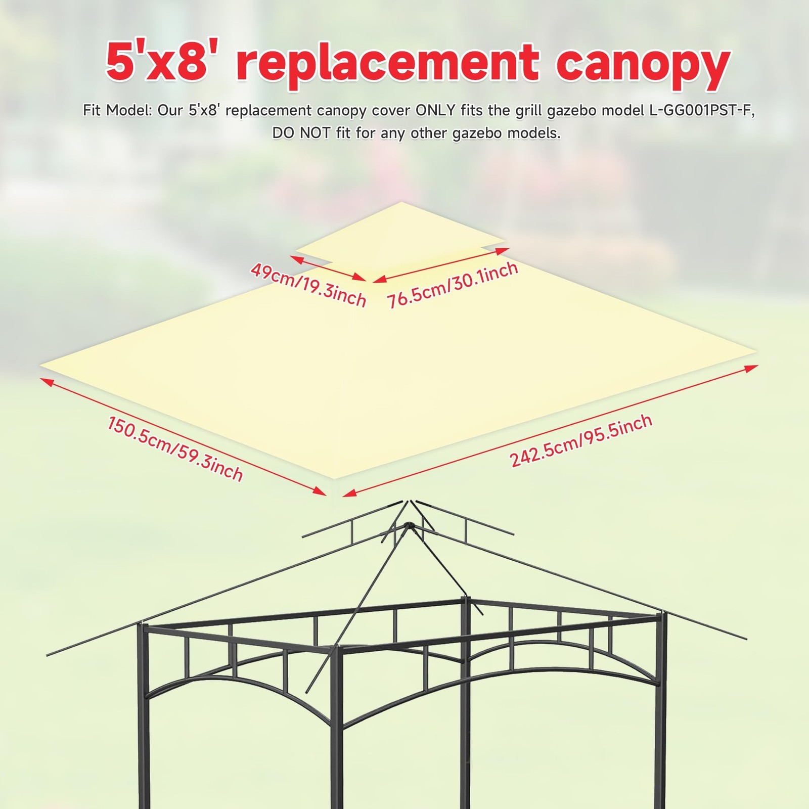 Gazebo Canopy Replacement Top - Grill Gazebo Replacement Canopy Roof – 5x8