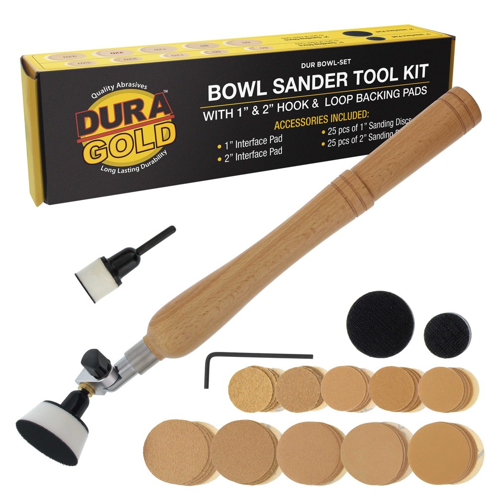 1" & 2" Bowl Sander Set with Hook & Loop Sanding Discs - Woodworking Supply