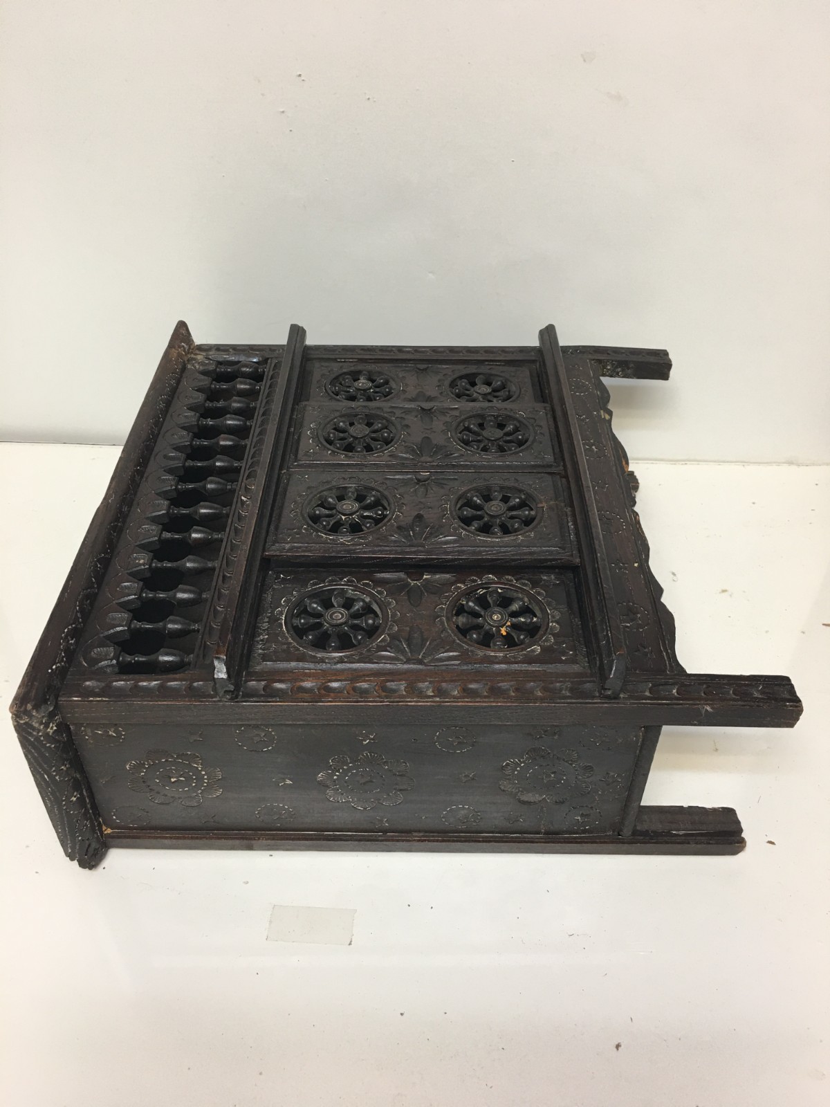 MIniature French Breton Salesman sample cabinet Wood antique 1900s Gorgeous Rare