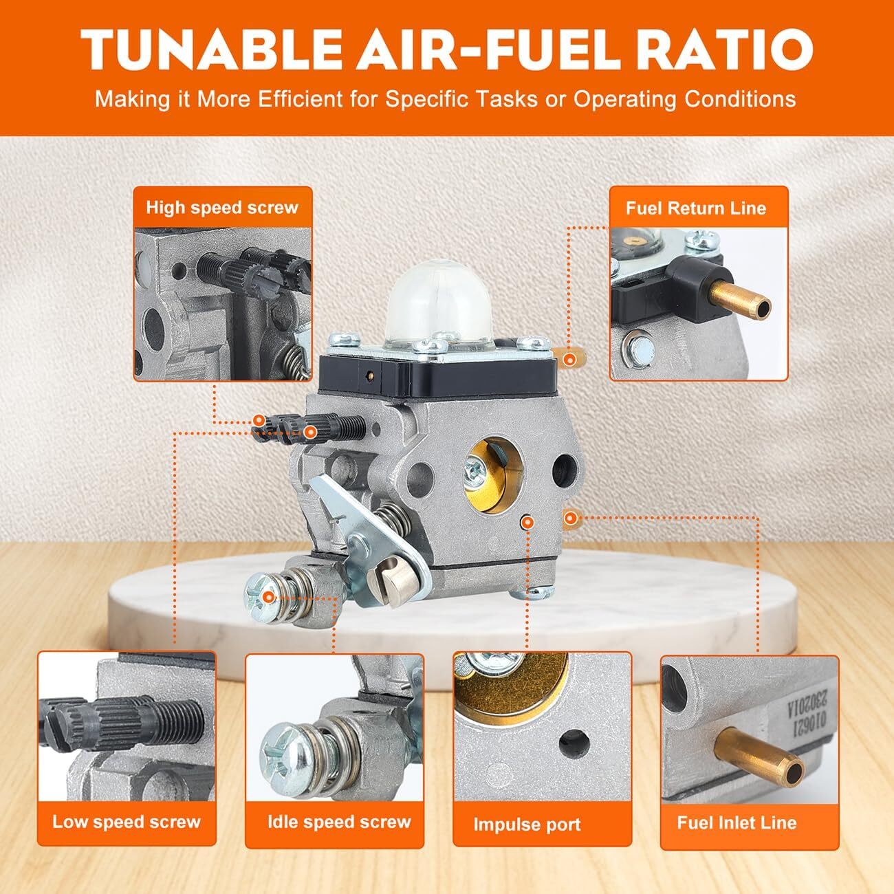 For Mantis Tiller 7222 7225 SV-5C/2 Zama C1U-K82 Carburetor w/ Maintenance Kit