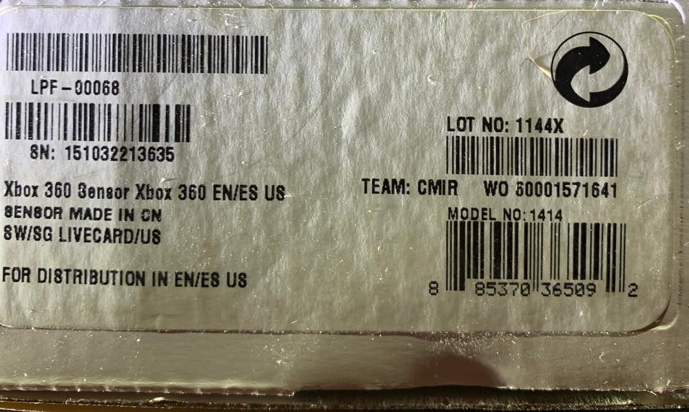 Microsoft Xbox 360 Kinect Sensor Model 1414 + 3 Included Games - Sealed