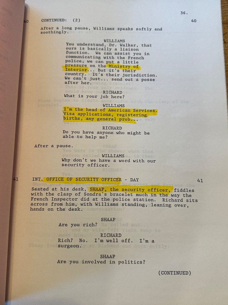 FRANTIC MOVIE ORIGINAL SCREENPLAY SCRIPT HARRISON FORD