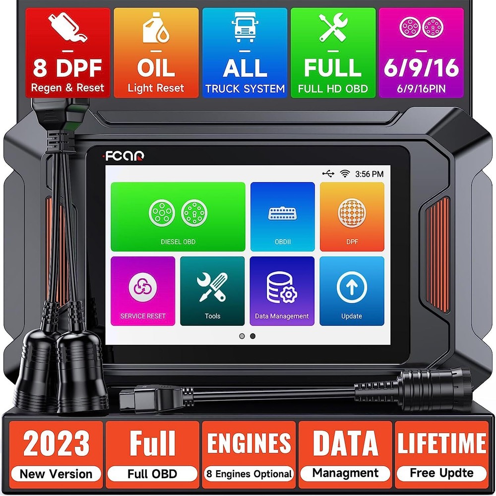 Heavy Duty Truck OBD2 Scanner Full System DPF Regen Code Reader Diesel Scan Tool