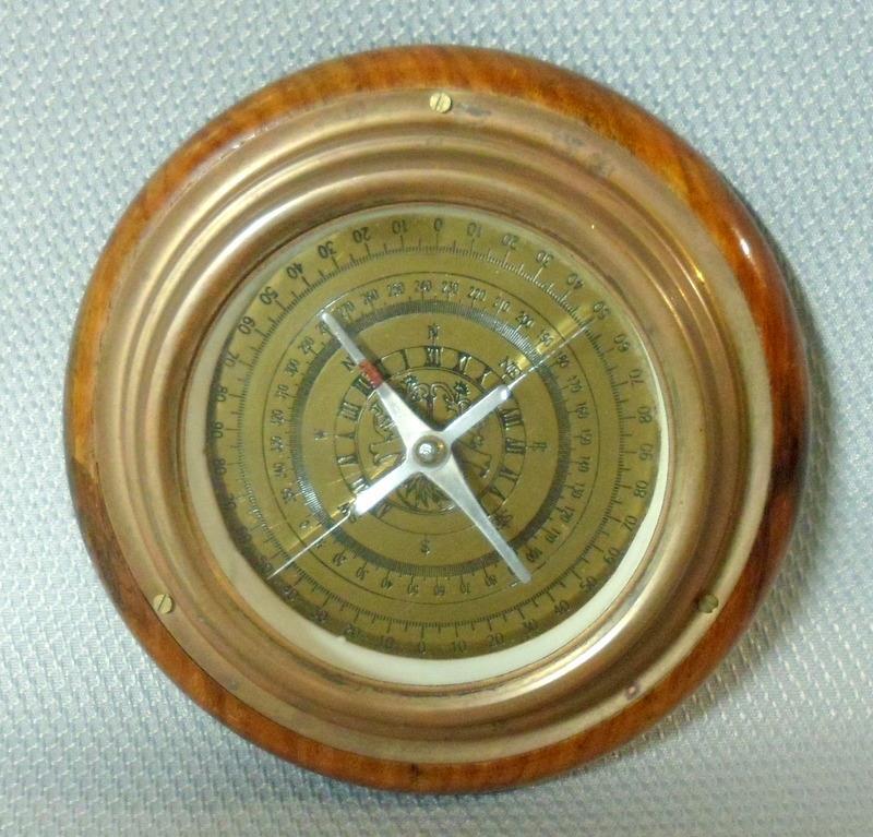Vintage Wood Base Brass Compass