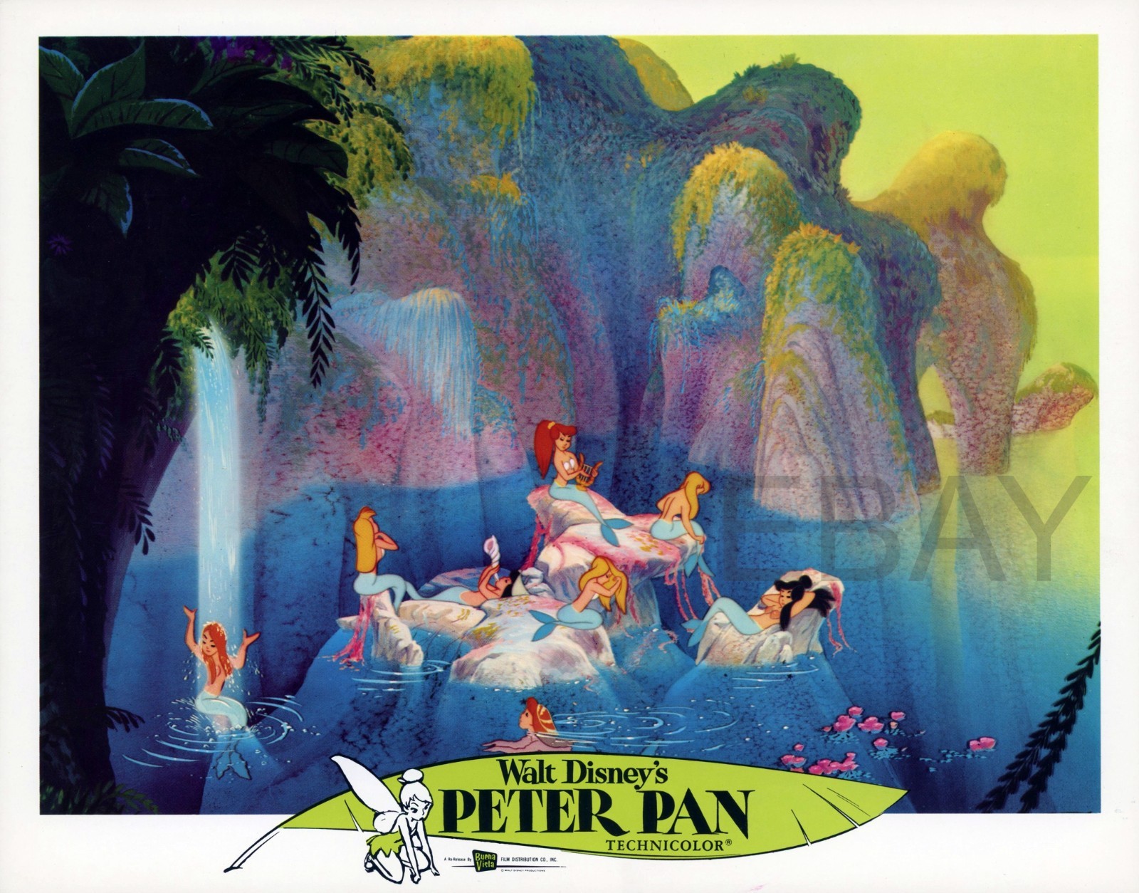Disney PETER PAN (R1976) - Vintage 11x14 lobby card set 9 + orig envelope NICE!