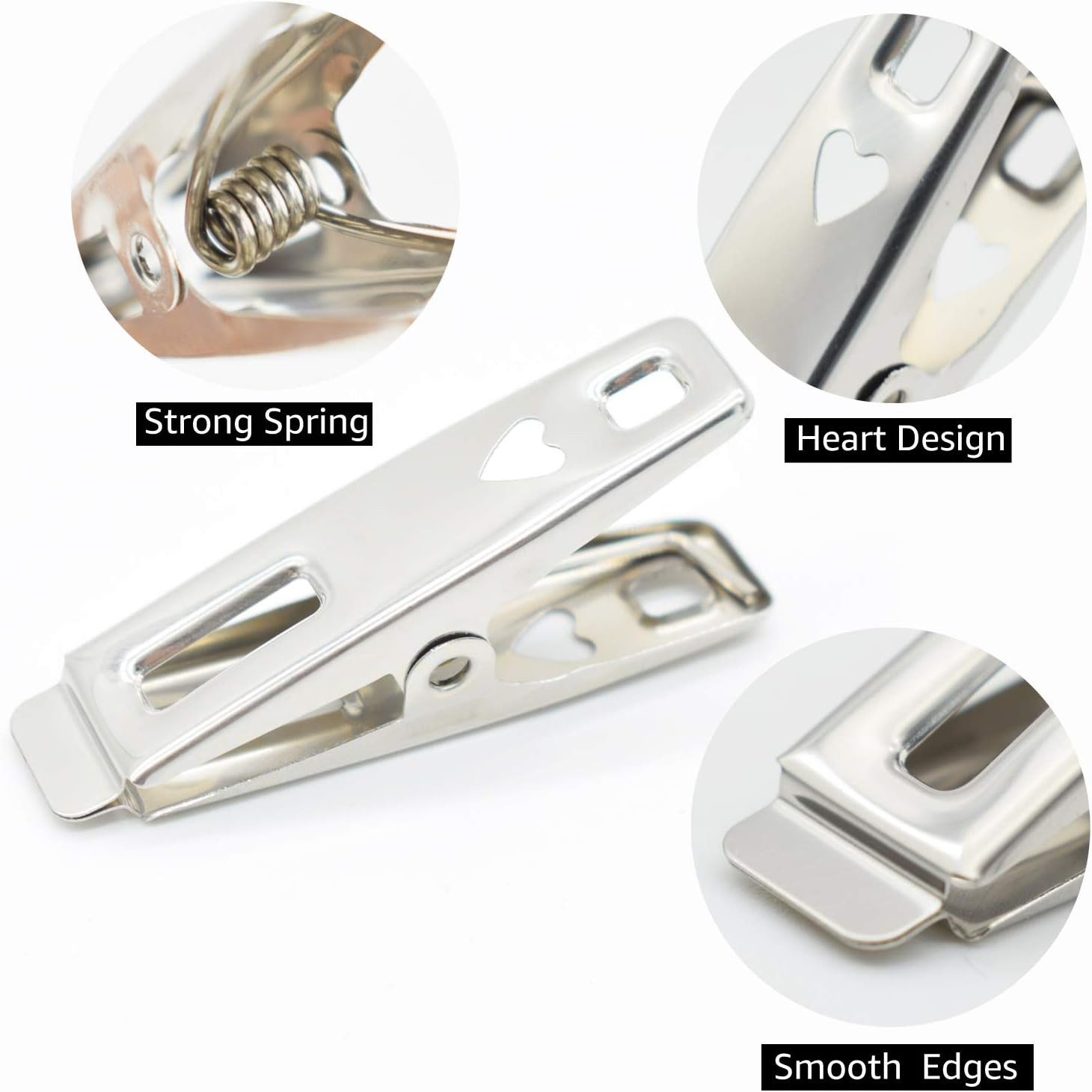 60 PCS Strong Stainless Steel Clothes Pins Metal Laundry Clips with Storage Box