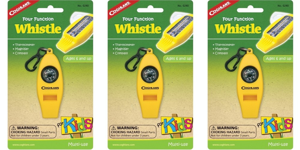 Coghlan's Four Function Whistle for Kids - Yellow (3-Pack)