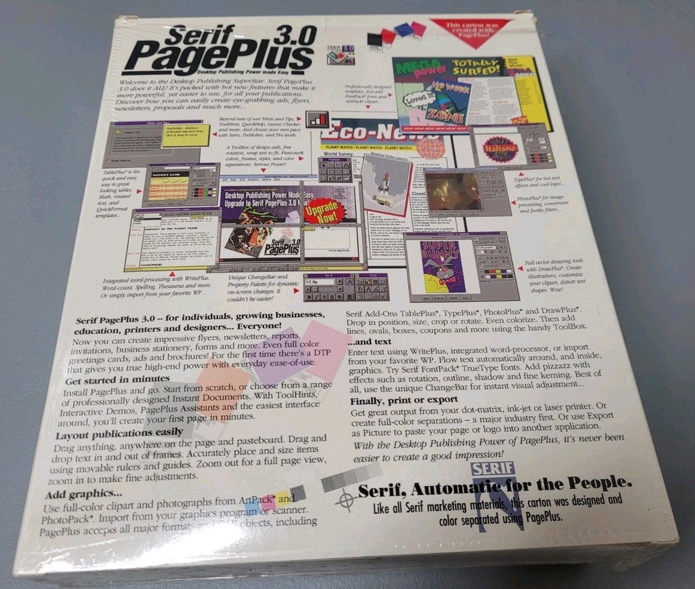 Serif Page Plus 3.0 For Windows Floppy Version - New open box - Prop