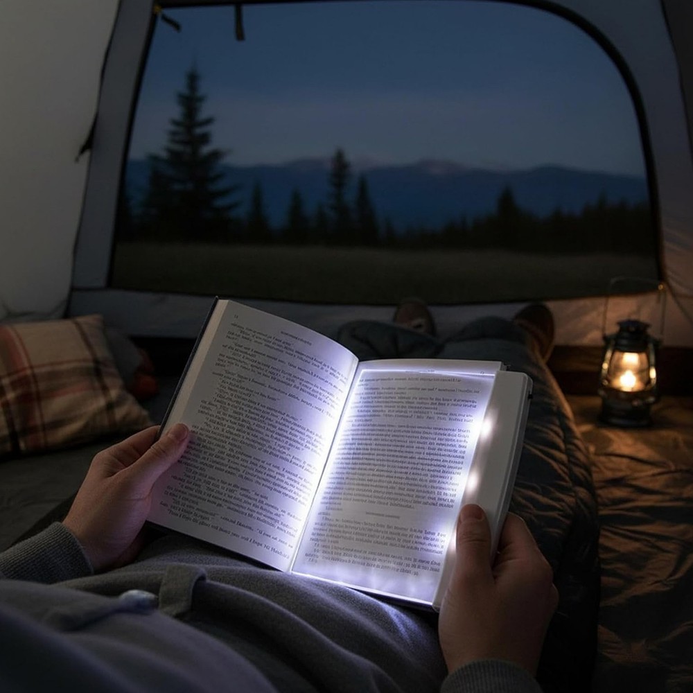 Flat LED Book Light for Reading - Clear Bookmark Light - Wireless