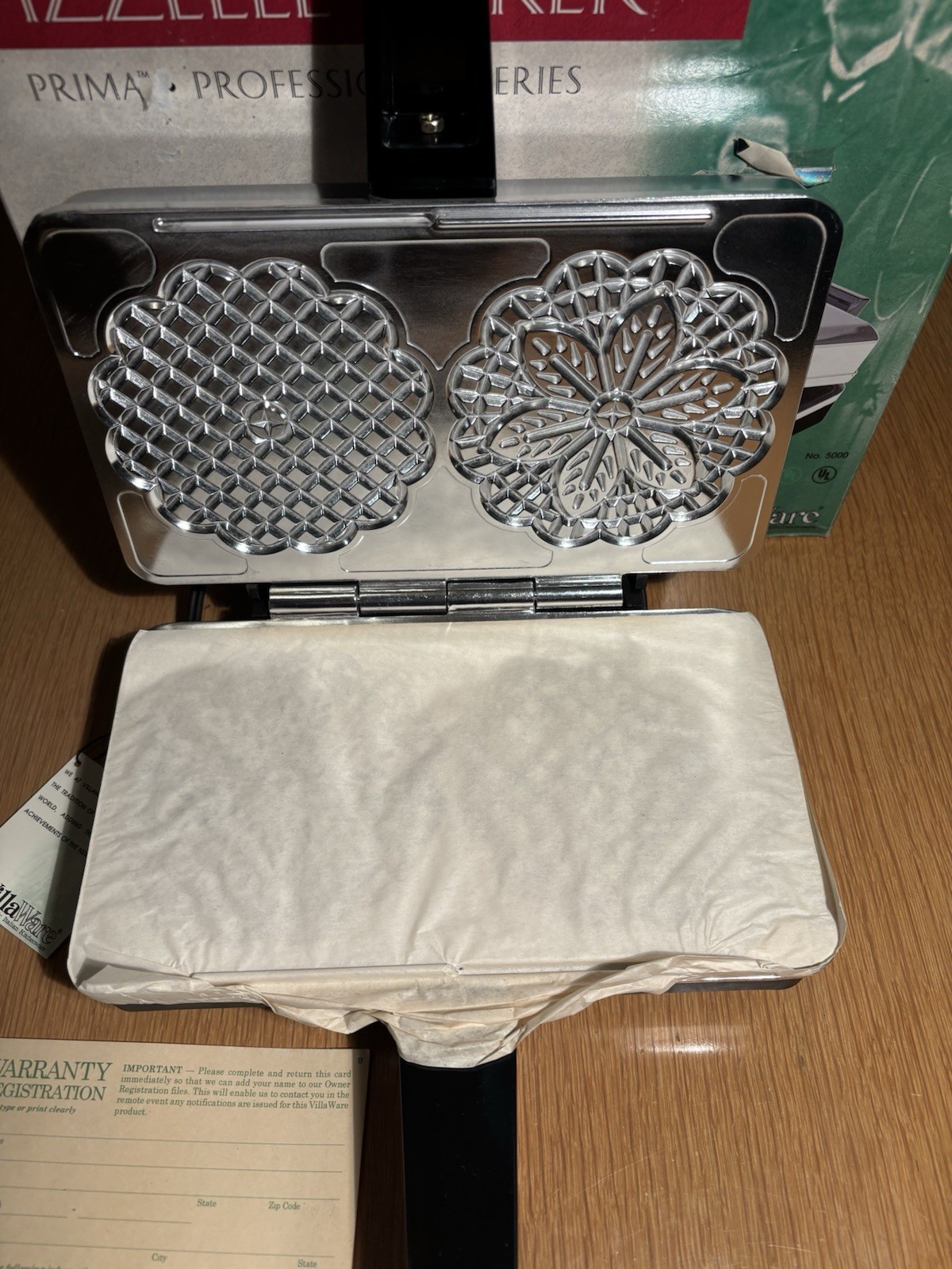 Villaware Prima 5000 Professional Pizzelle Maker - OPEN BOX/Brand New Italian