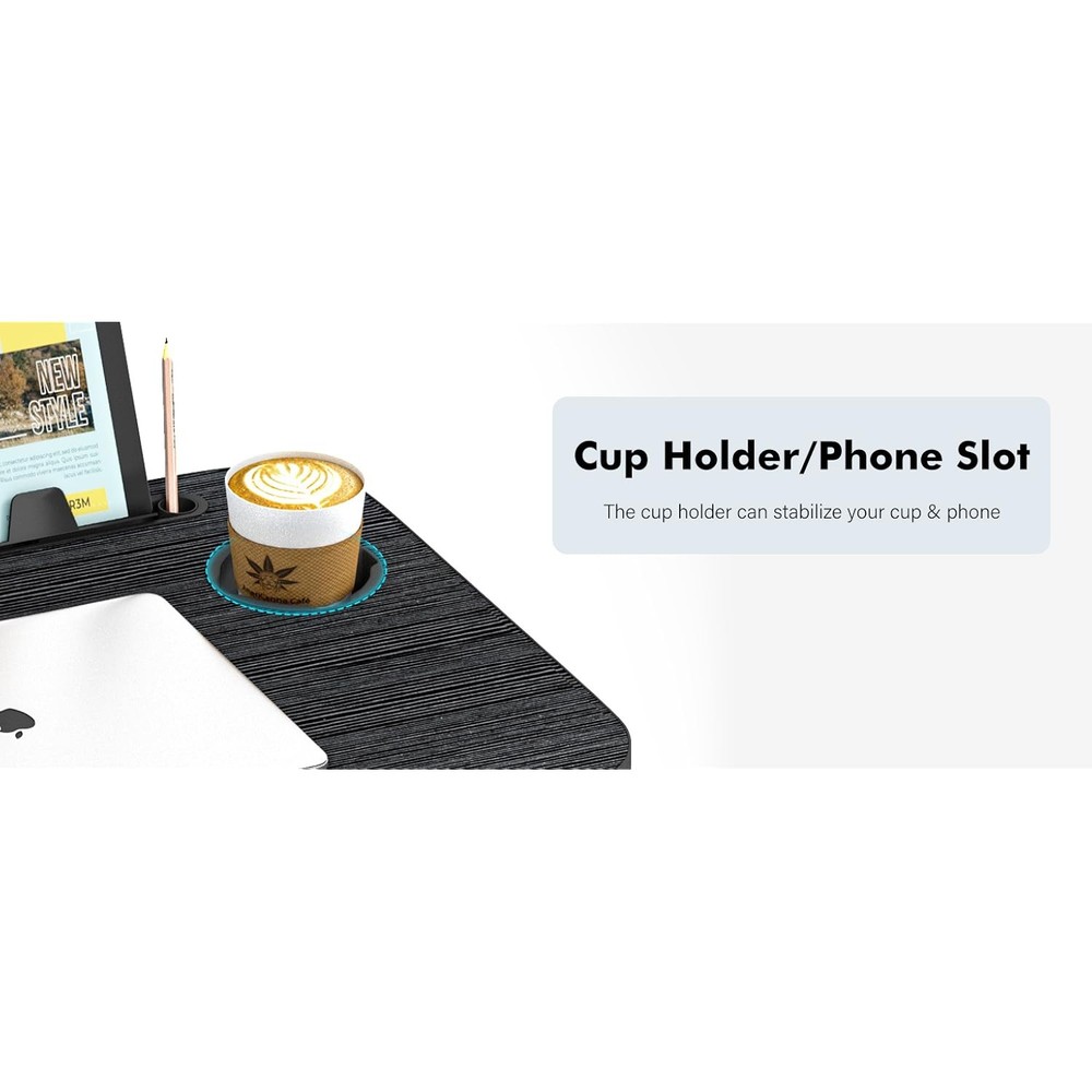 Laptop Table for Bed Adjustable Height Foldable With Storage Portable Lap Desk